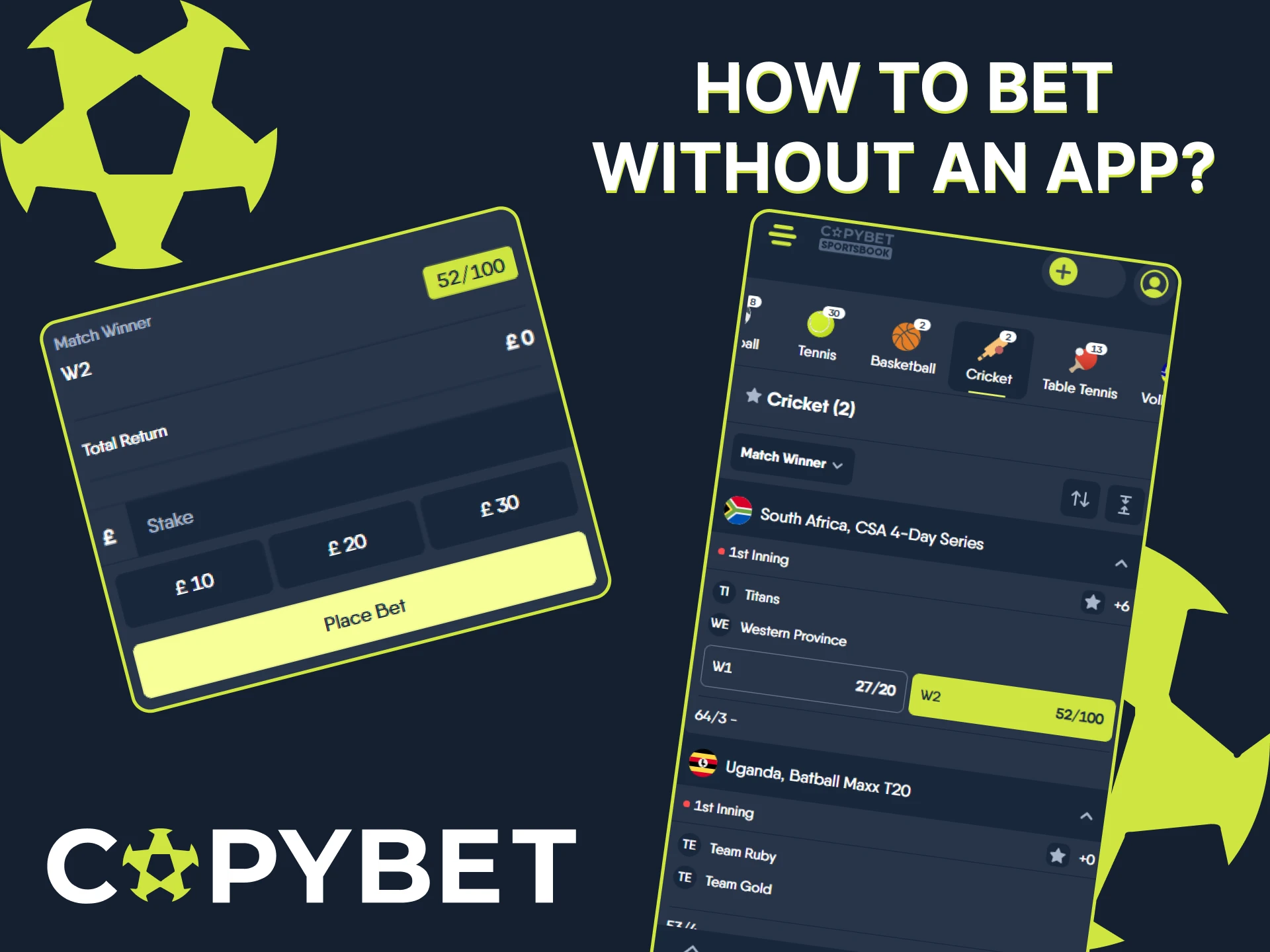 Use the mobile version of CopyBet to bet.