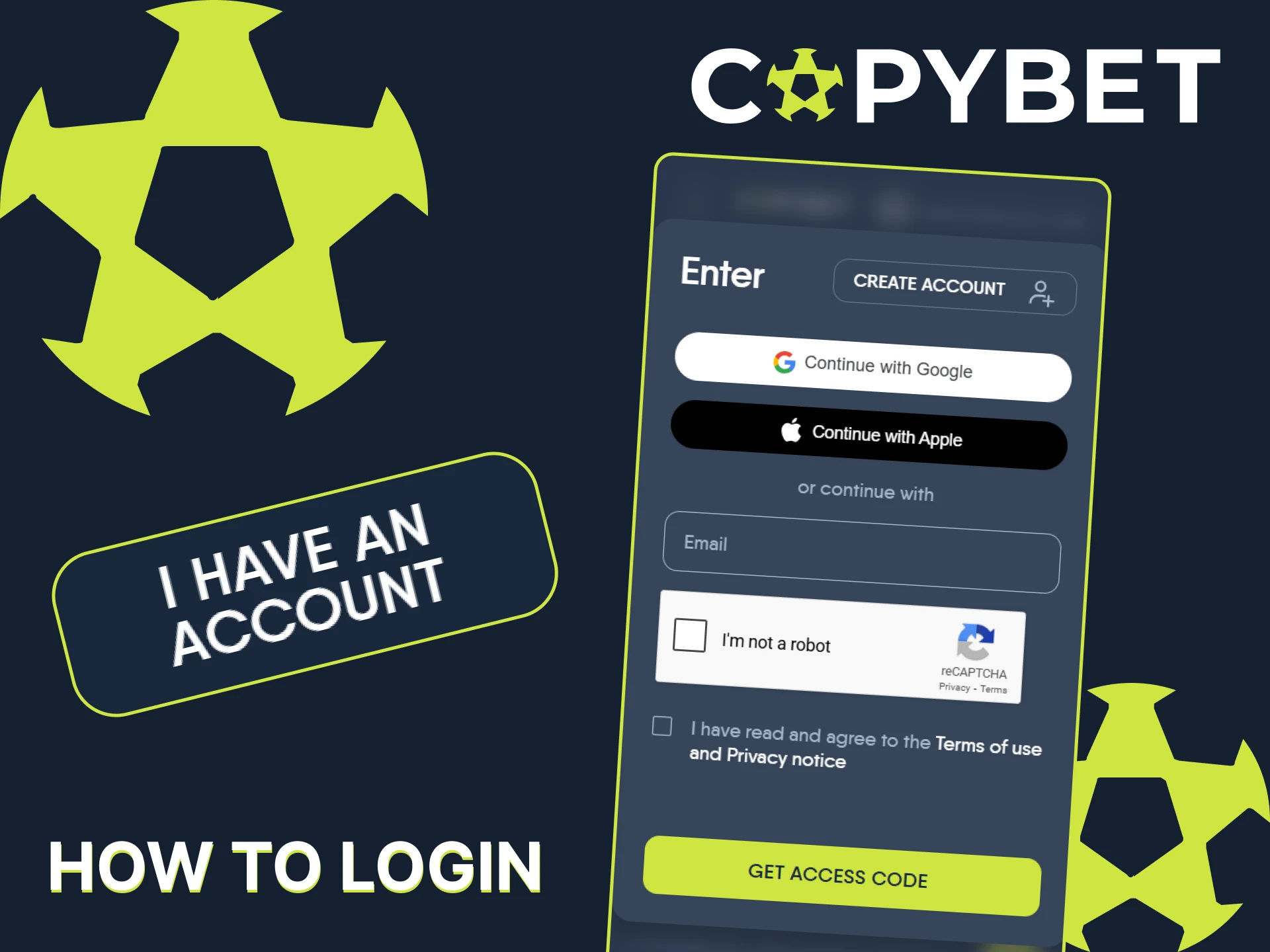 Download the official CopyBet app and log in to your account.