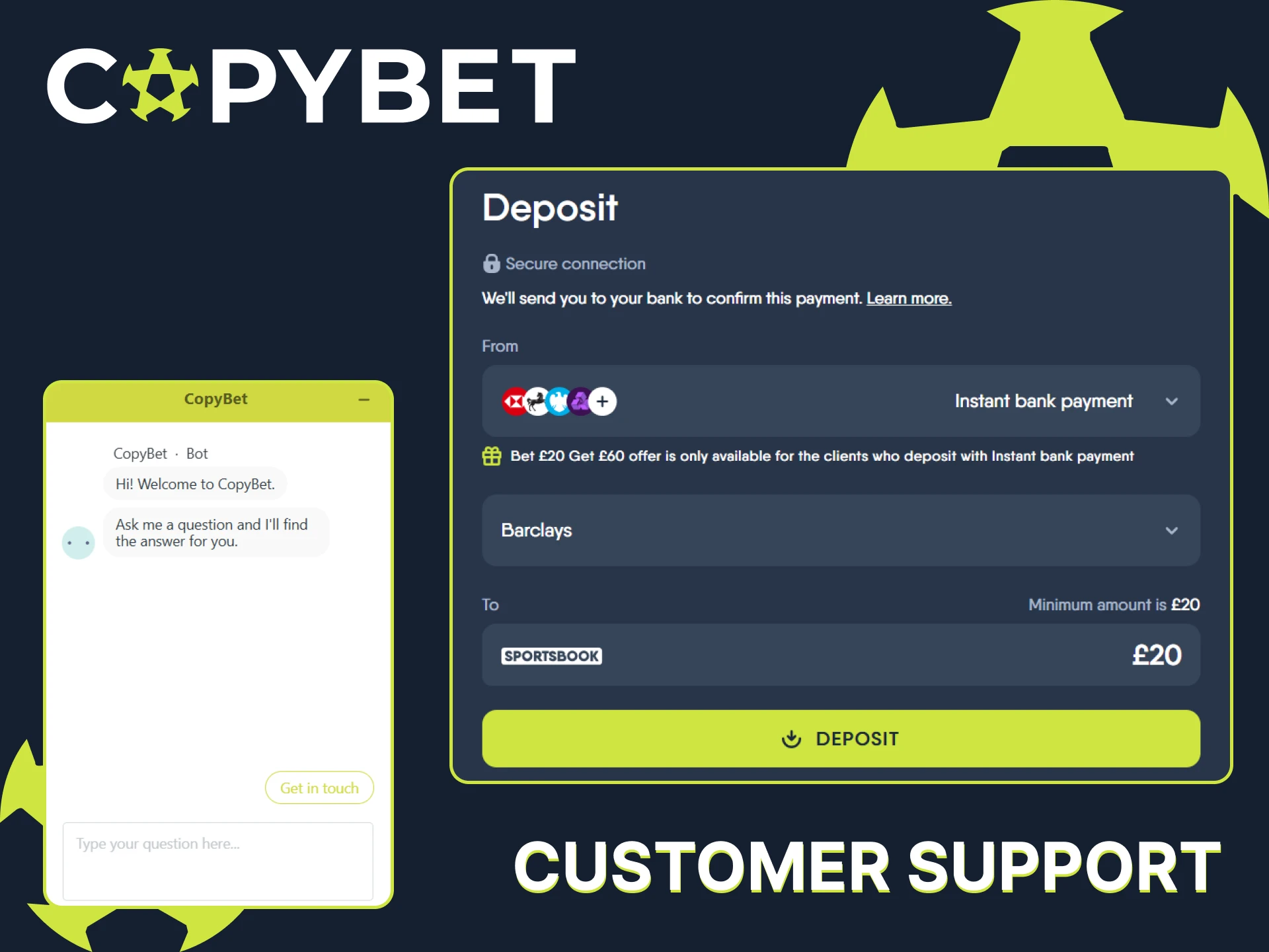 Contact CopyBet customer support via live chat or email.