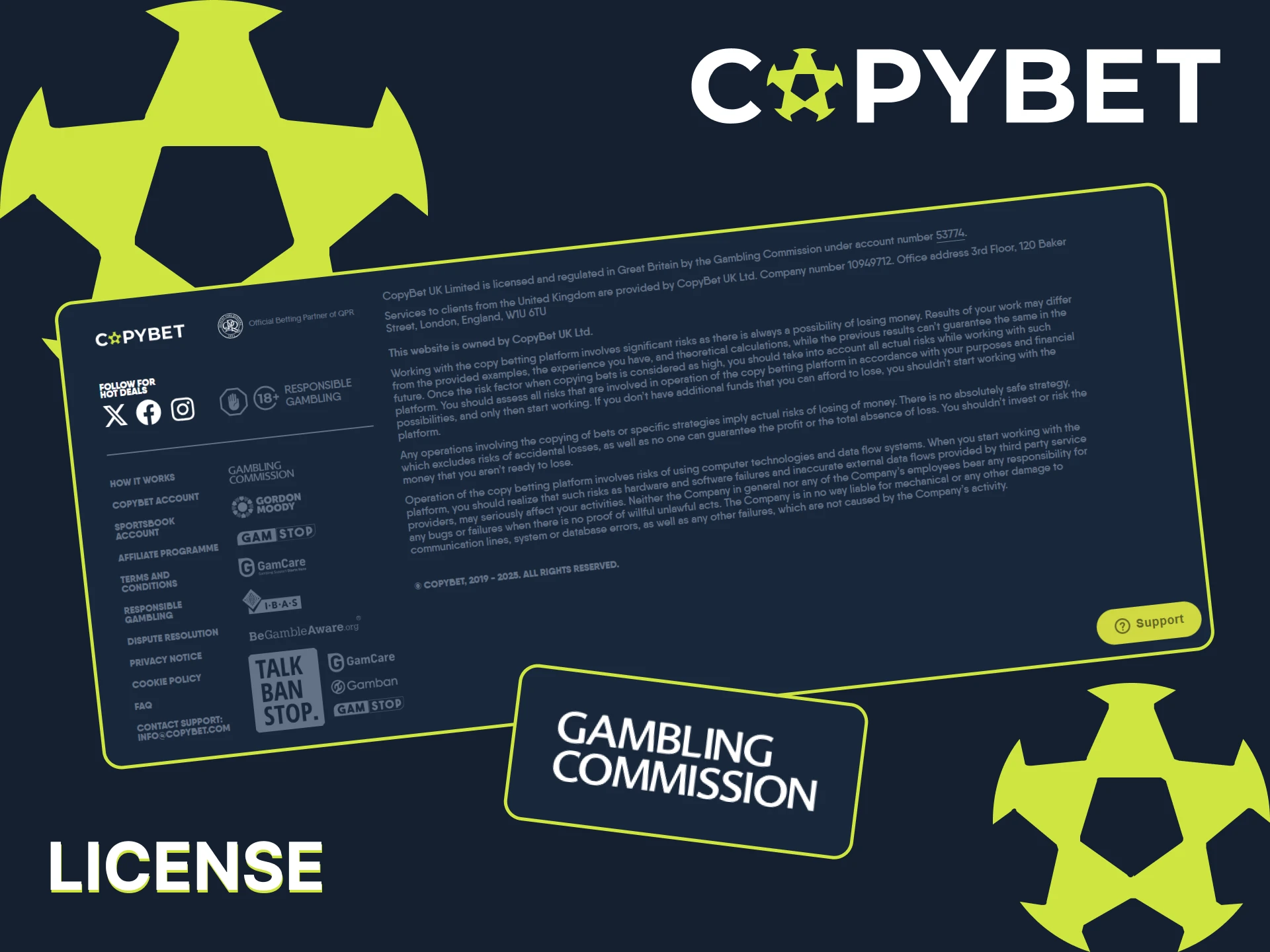 The official CopyBet website is licensed and regulated by the Gambling Commission.
