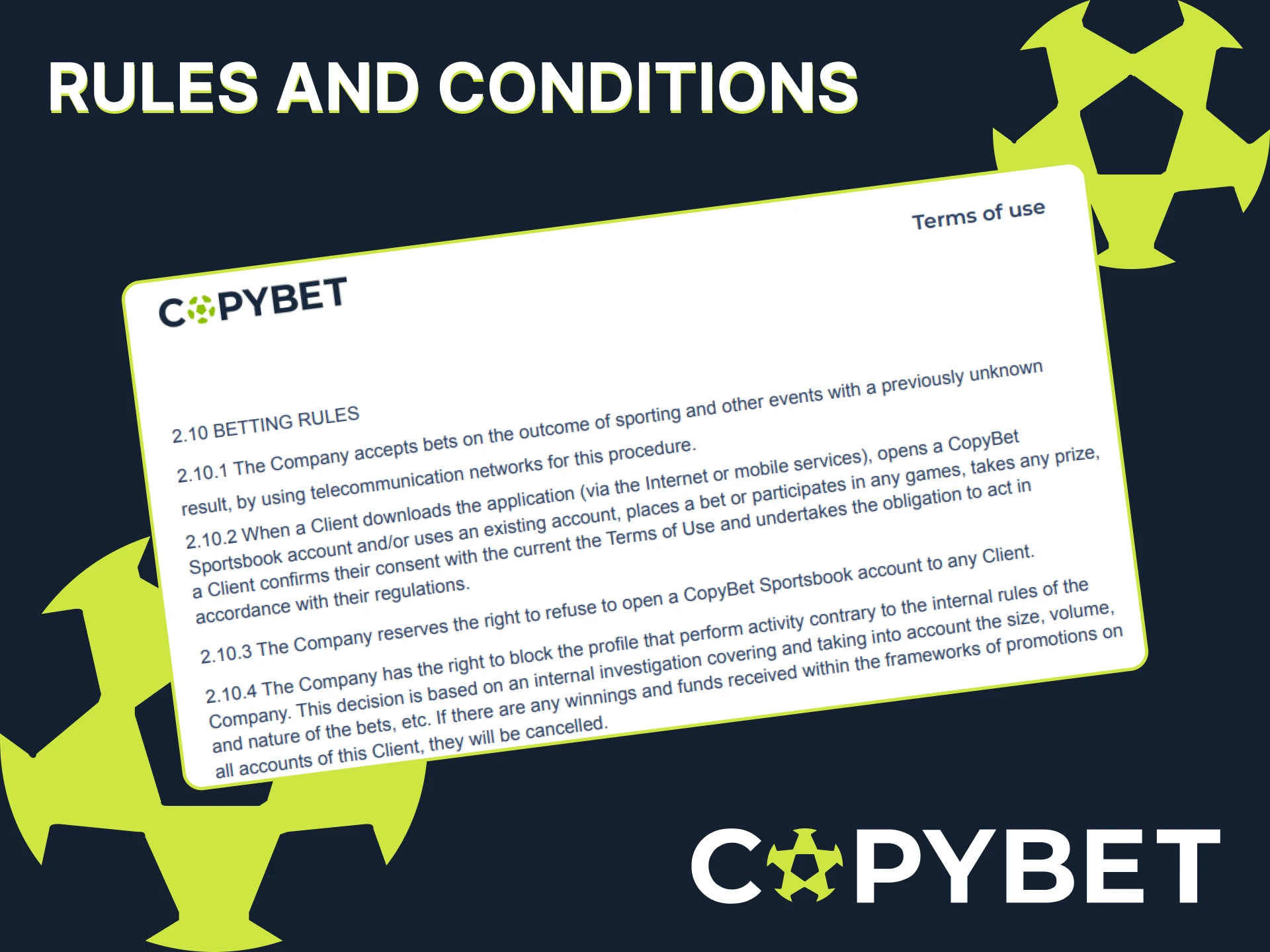 CopyBet has rules that every player must abide by.