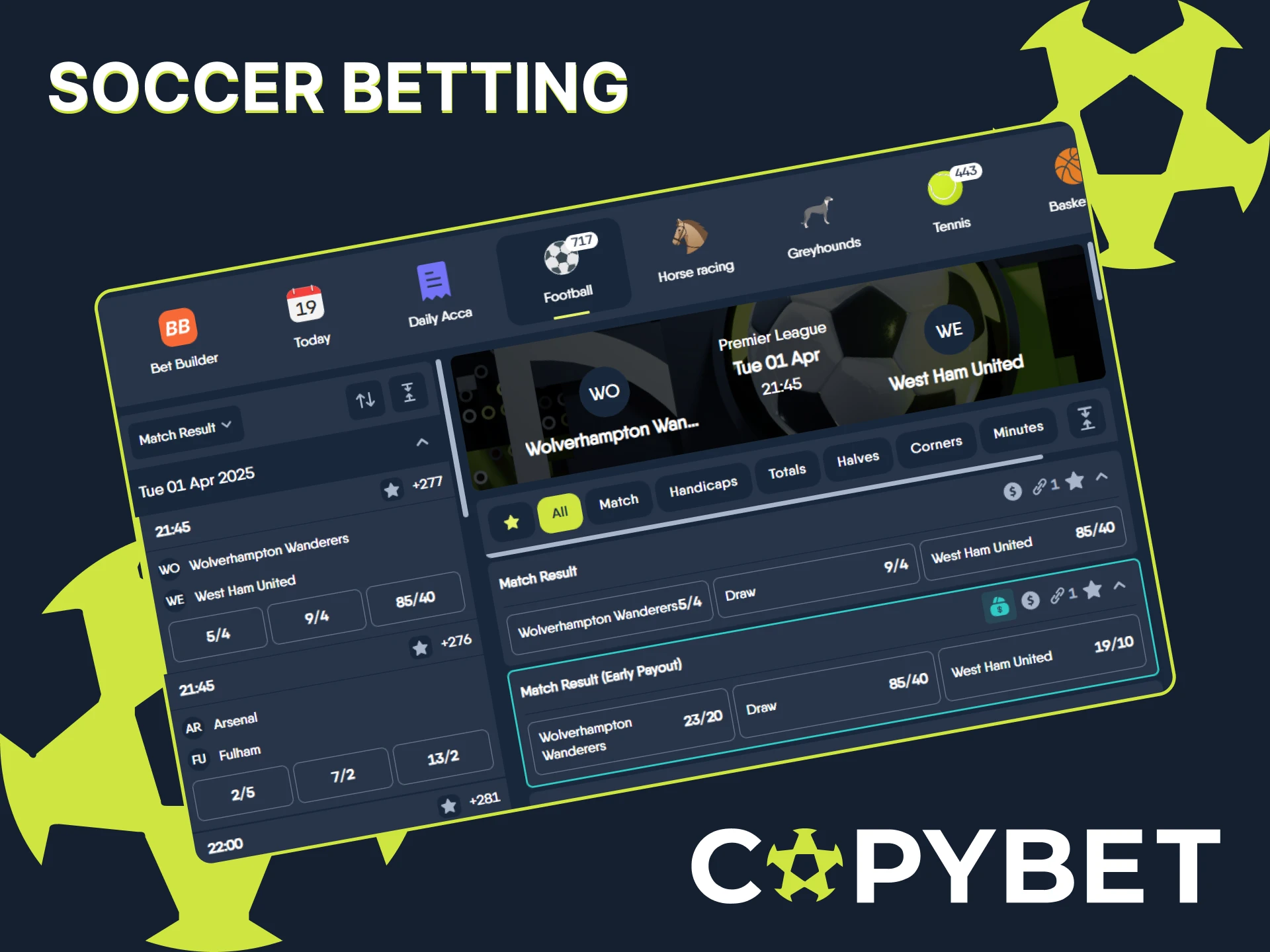 Join the official CopyBet platform to bet on soccer.