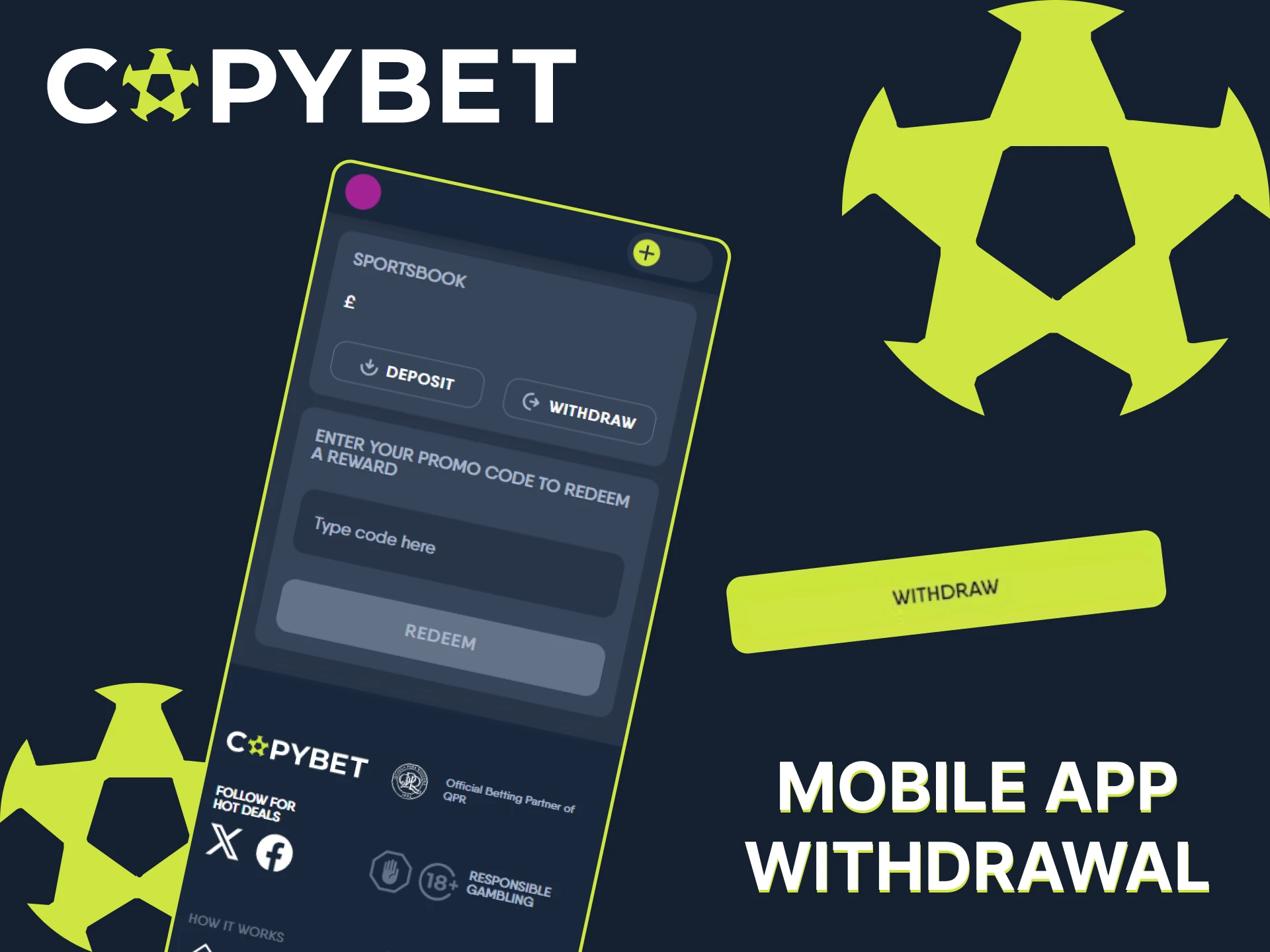 Withdraw money from your CopyBet account via the official mobile app.