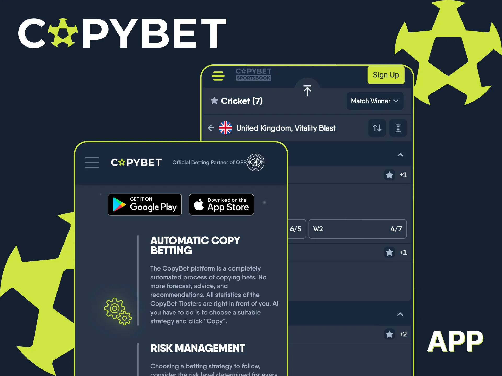 Download Copybet app and bet on cricket now.