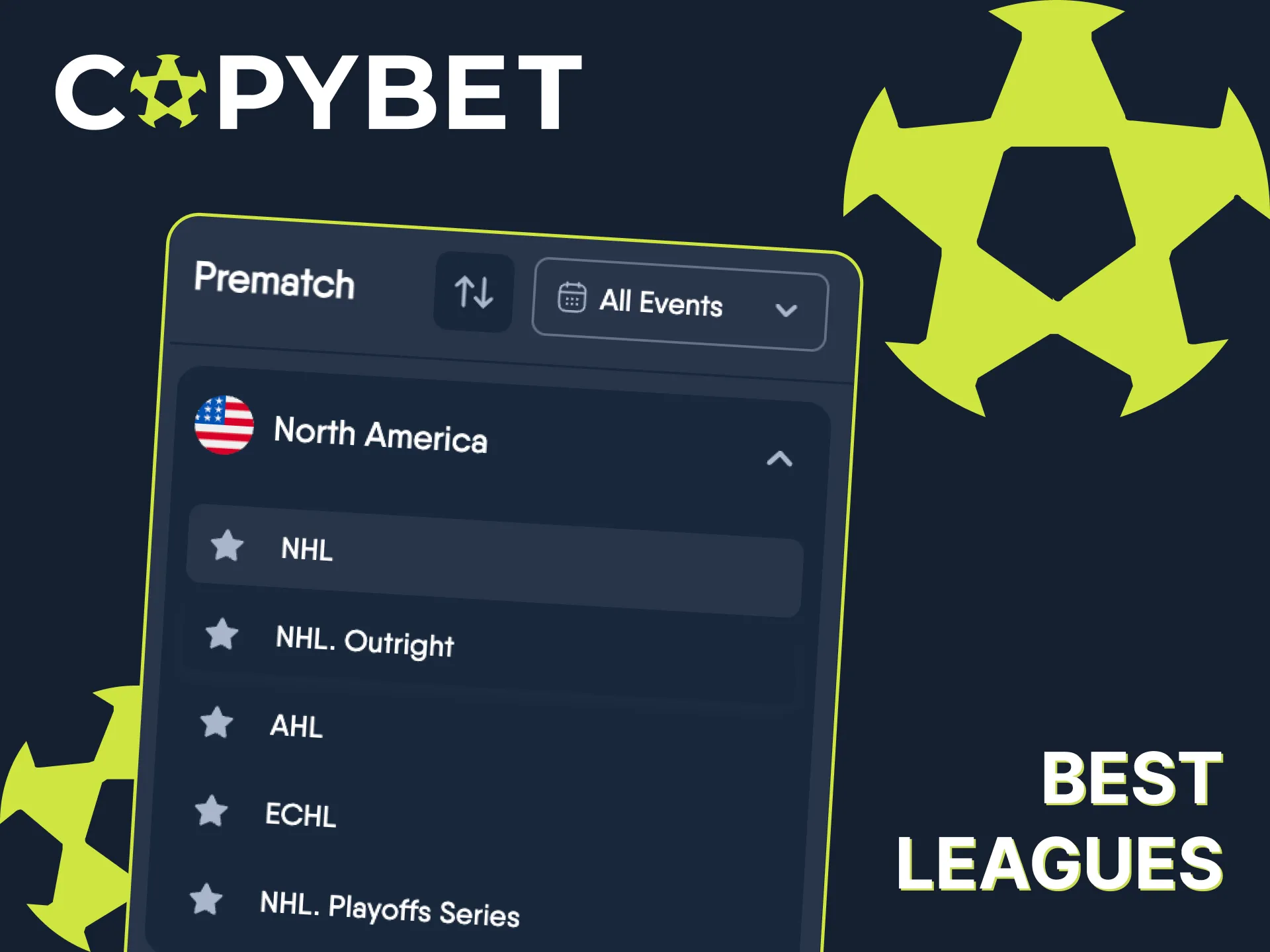 Bet on top hockey leagues and win big.