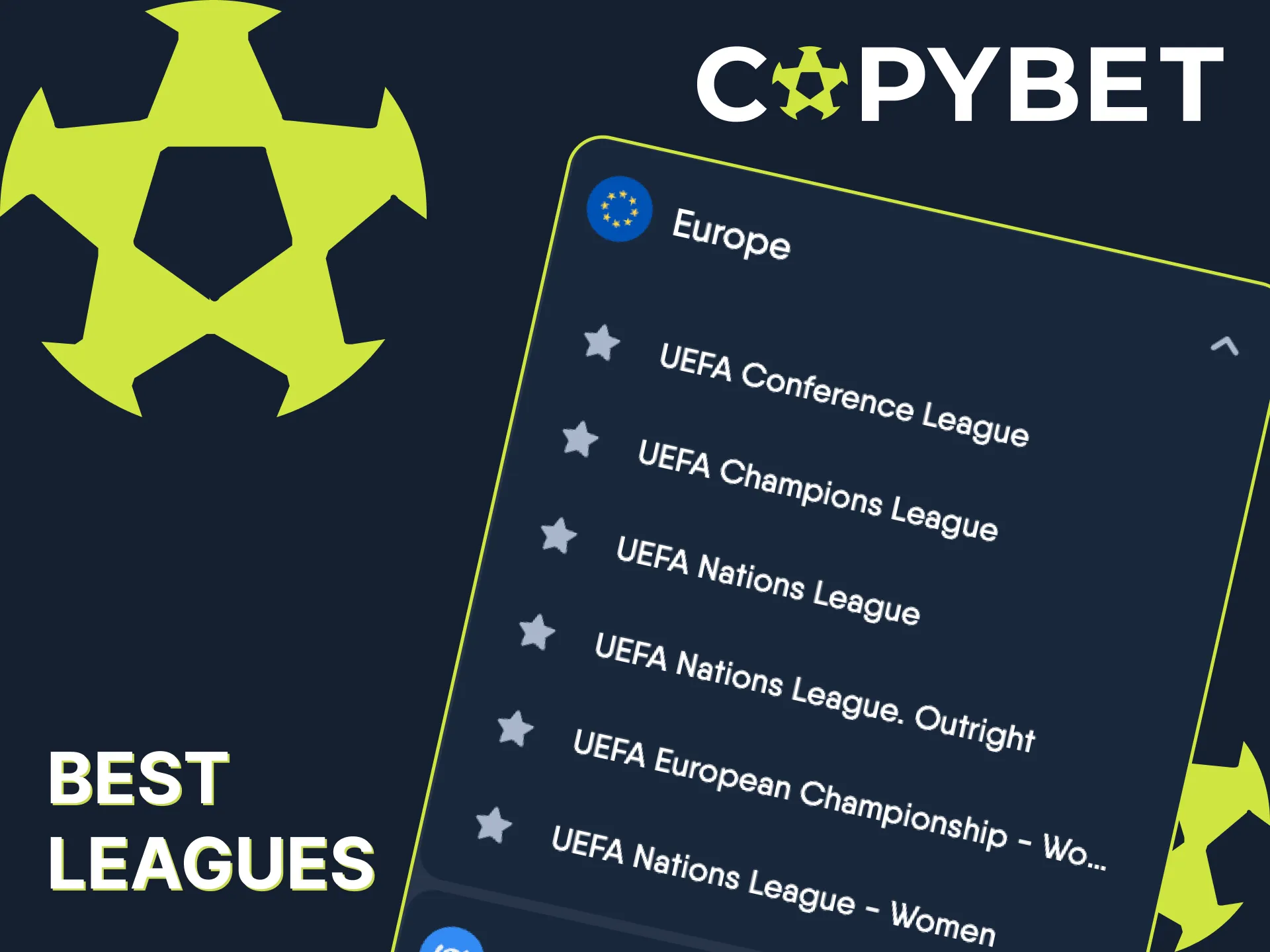Bet on top soccer leagues today with Copybet.