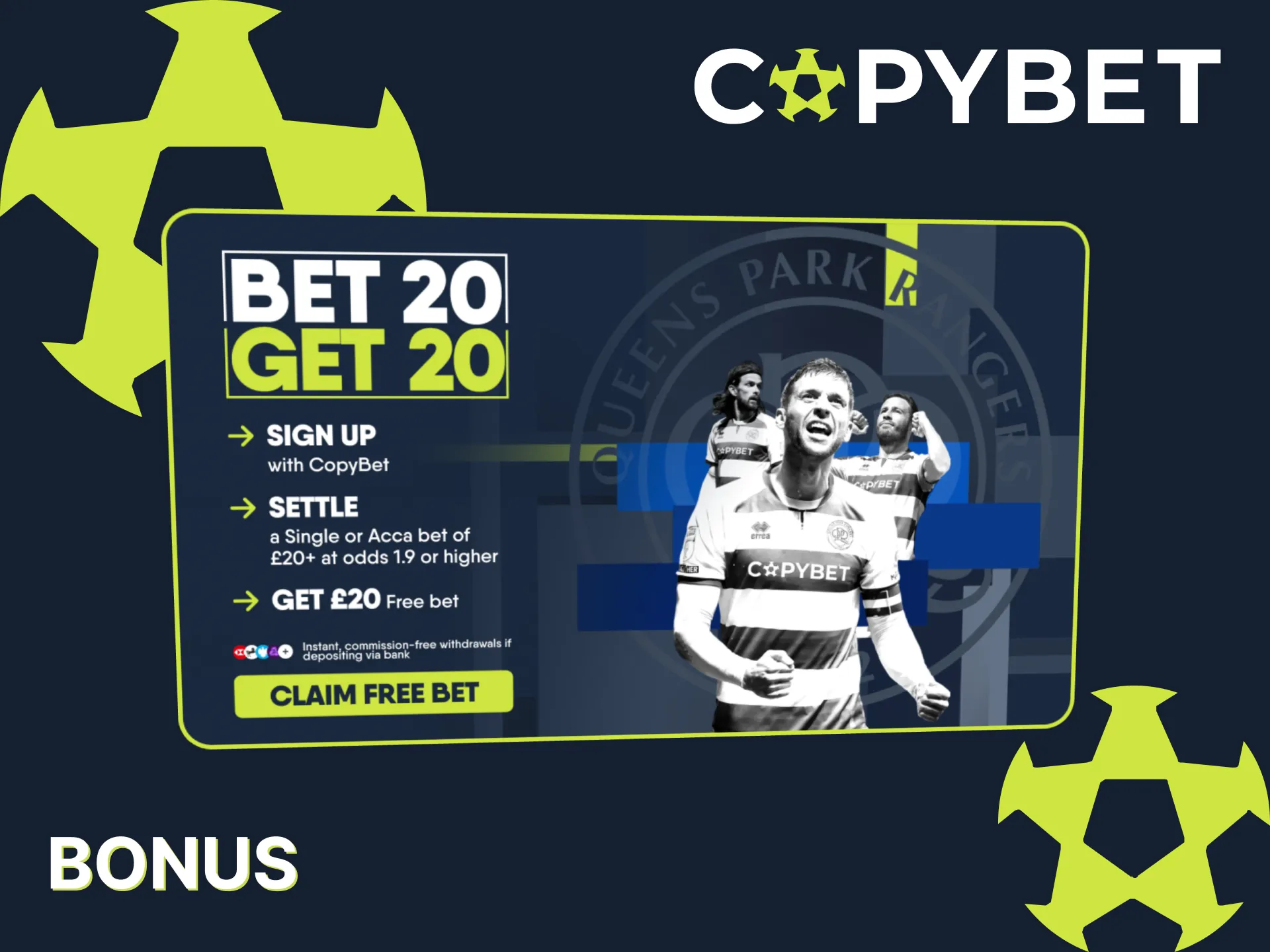 Claim your soccer bonus instantly with Copybet.