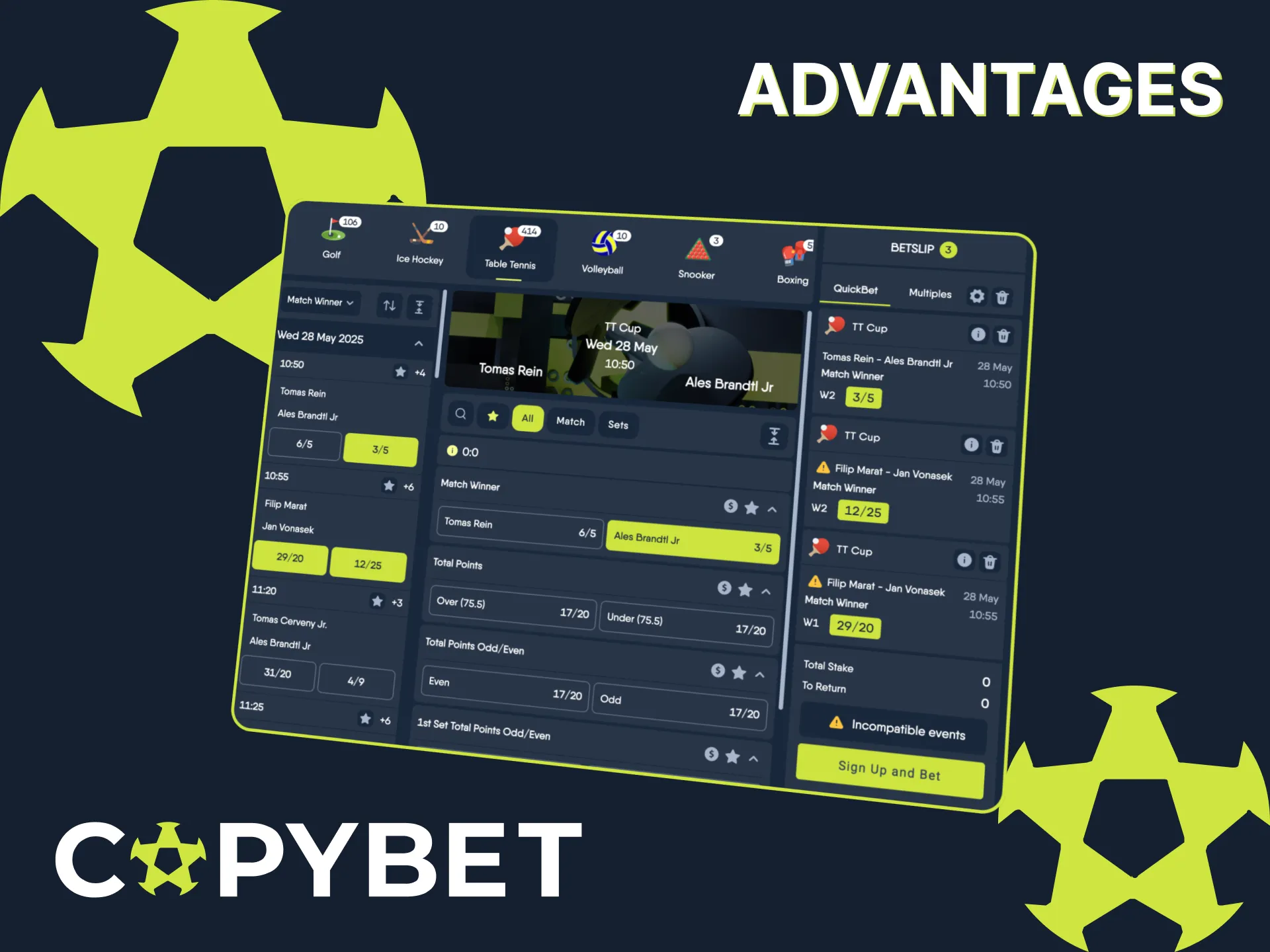 Outplay the odds in table tennis with Copybet.