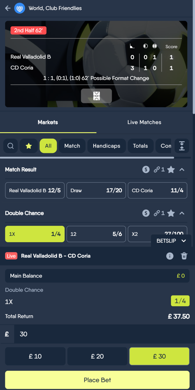 Open the Copybet app and start betting.