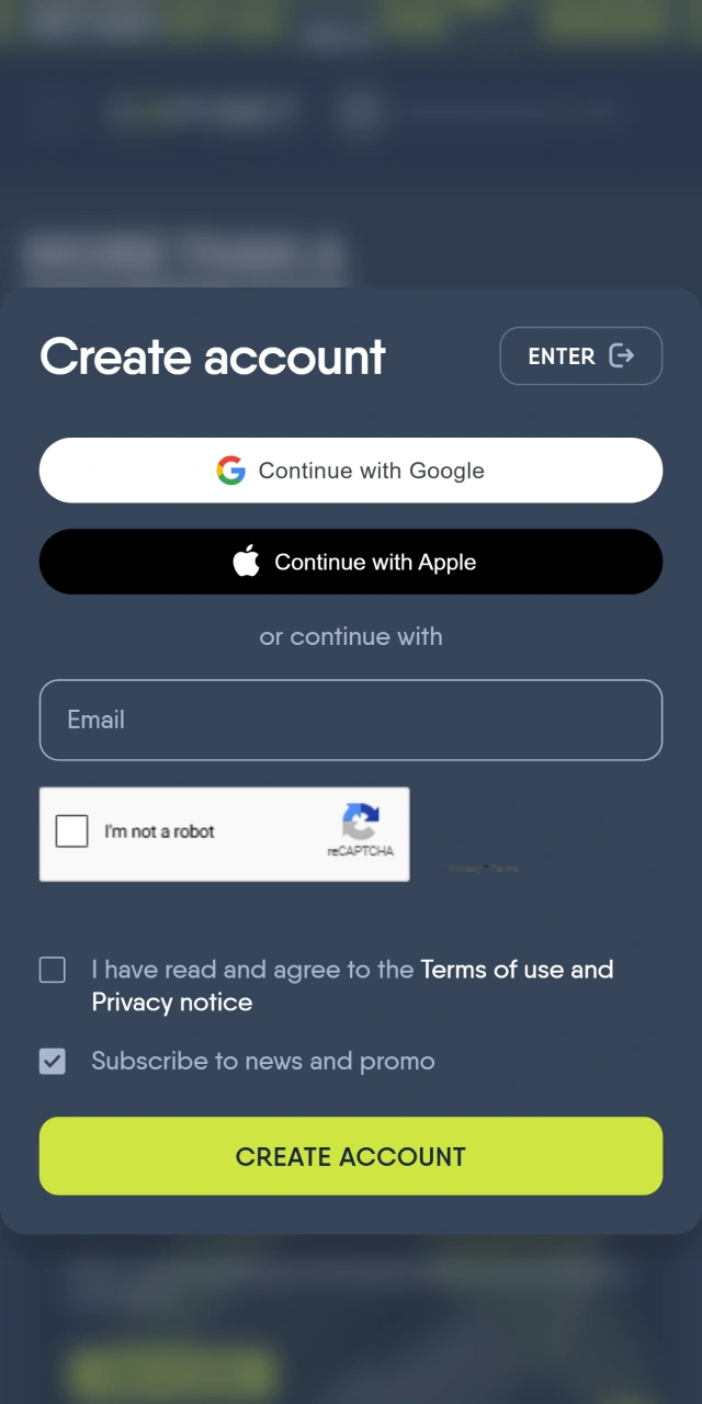 Open the official CopyBet website and find the registration form.