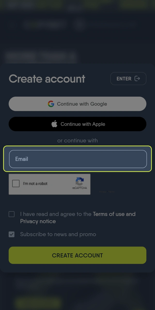Enter your email address to continue CopyBet registration.