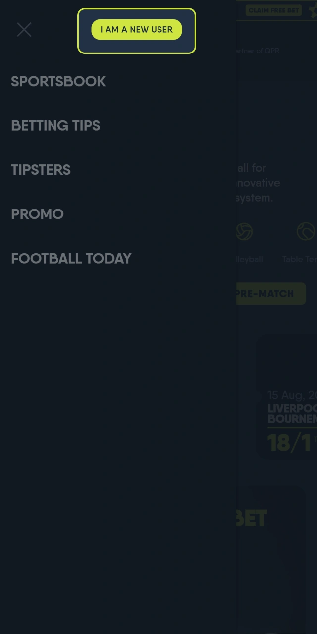 Open the CopyBet app to start the registration process.