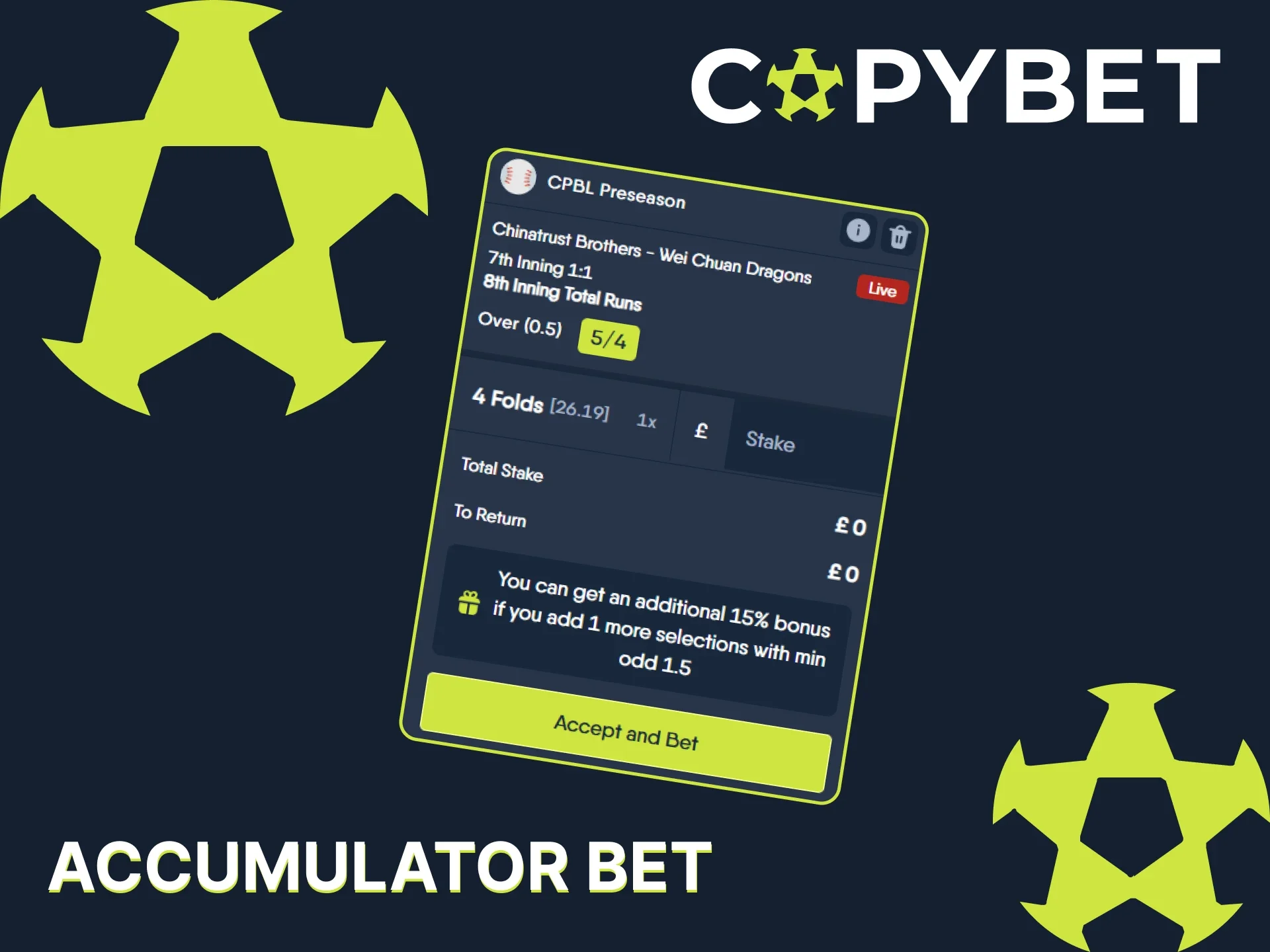 Place bets with the accumulator bet type at CopyBet.