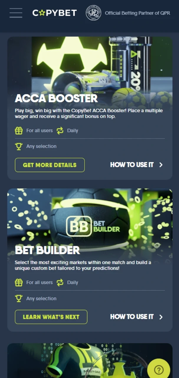 Place bets on a variety of sports on the CopyBet app.